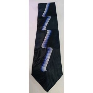 Croft & Barrow Black And Blue Striped 100%‎ Silk Tie